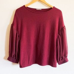 Zara 3/4 Balloon Sleeve Sweatshirt
